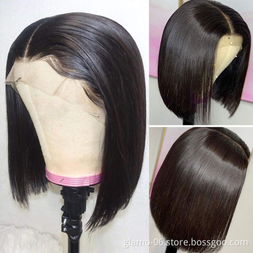 Brazilian Hair Yes Wigs Raw Hair Vendors Human Hair Wigs Xbl 100% Natural Black Short Bob Wig With Bangs For Bl